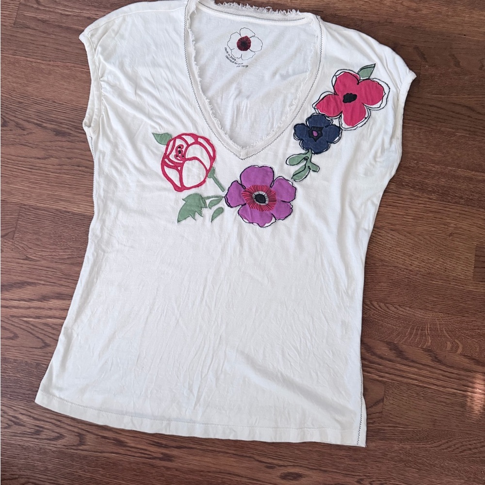 Floral Embroidered Cream Top